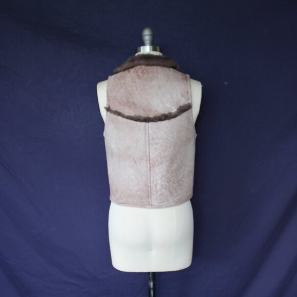 The HIDE-OUT vintage Leather vest shearling lamb fur woodstock togge jacket - Picture 8 of 9